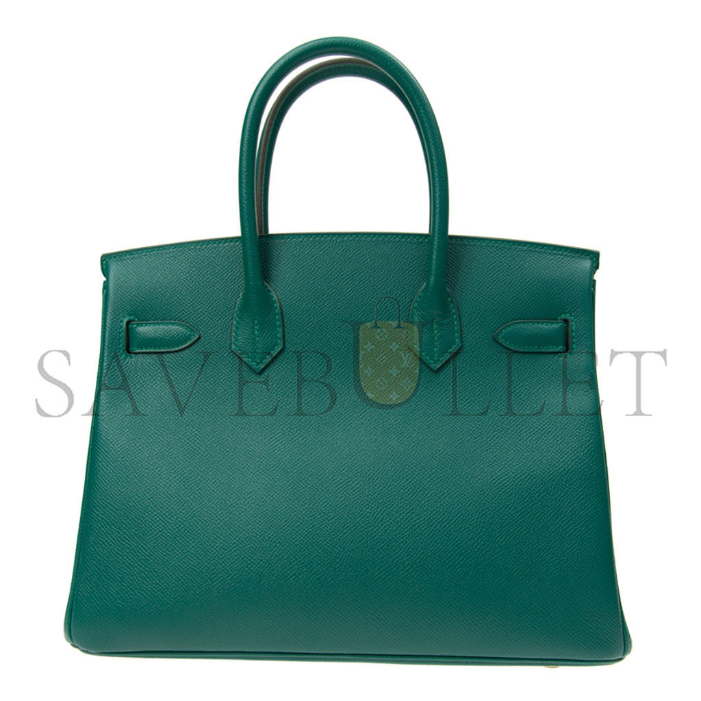 HERMES MASTER BIRKIN 30 EPSOM LEATHER PEACOCK GREEN GOLD BUCKLE BAG H028369CCZ6 (30*23*15cm)